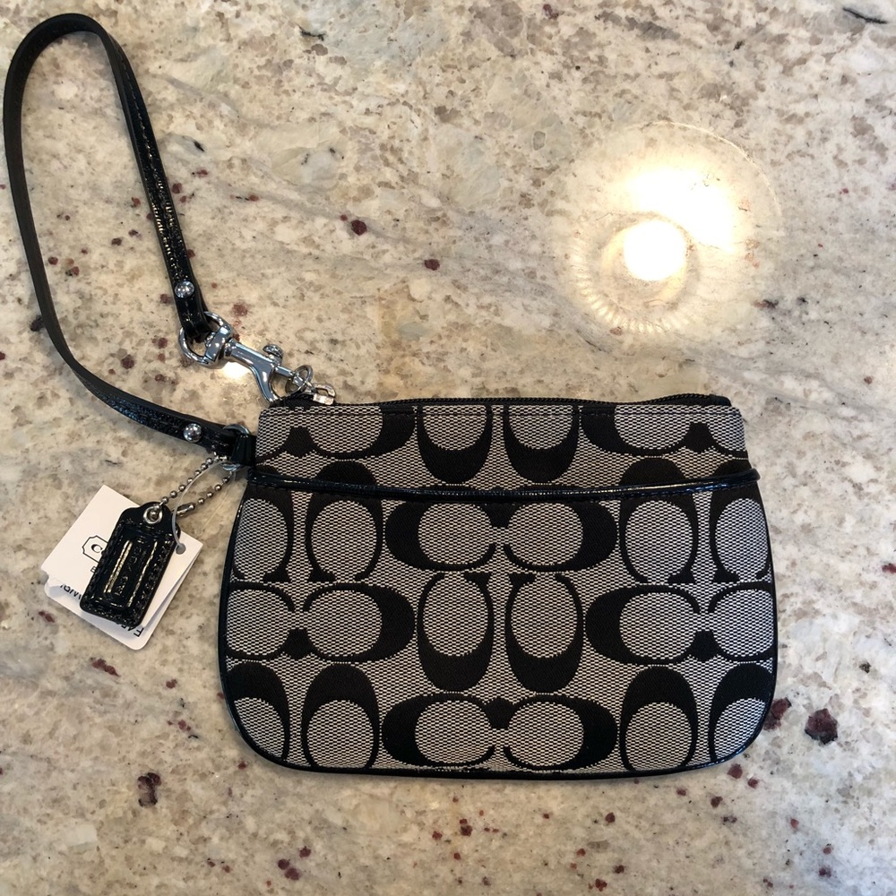 Black & Grey Coach Wristlet